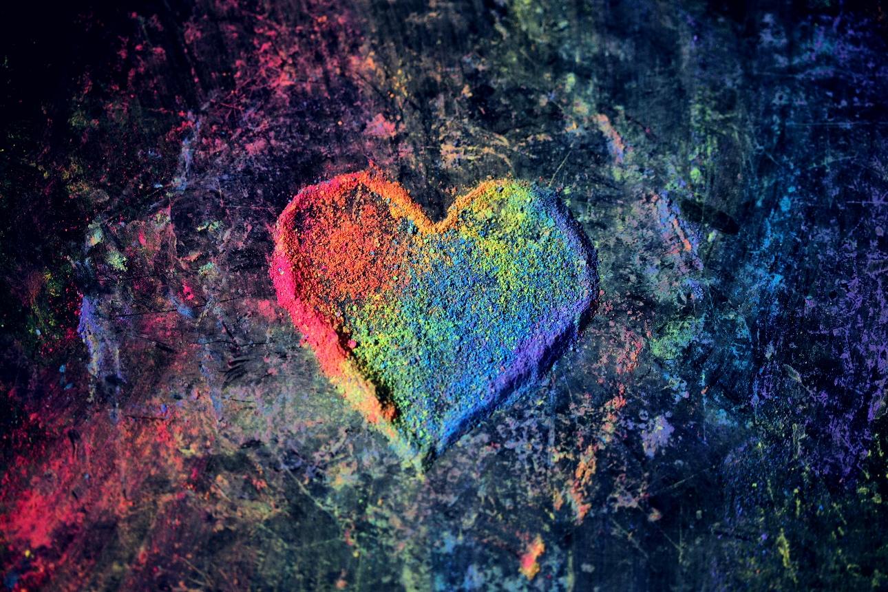 rainbow sand heart