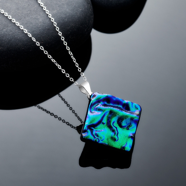 glass pendant on chain